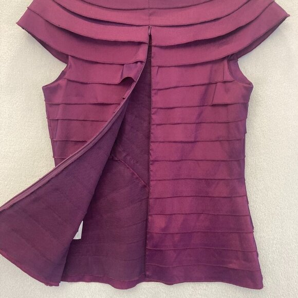 Cartise Cap Sleeve Tiered Blouse Womens 6 Evening Purple Flower Office Top NWT - Picture 12 of 12